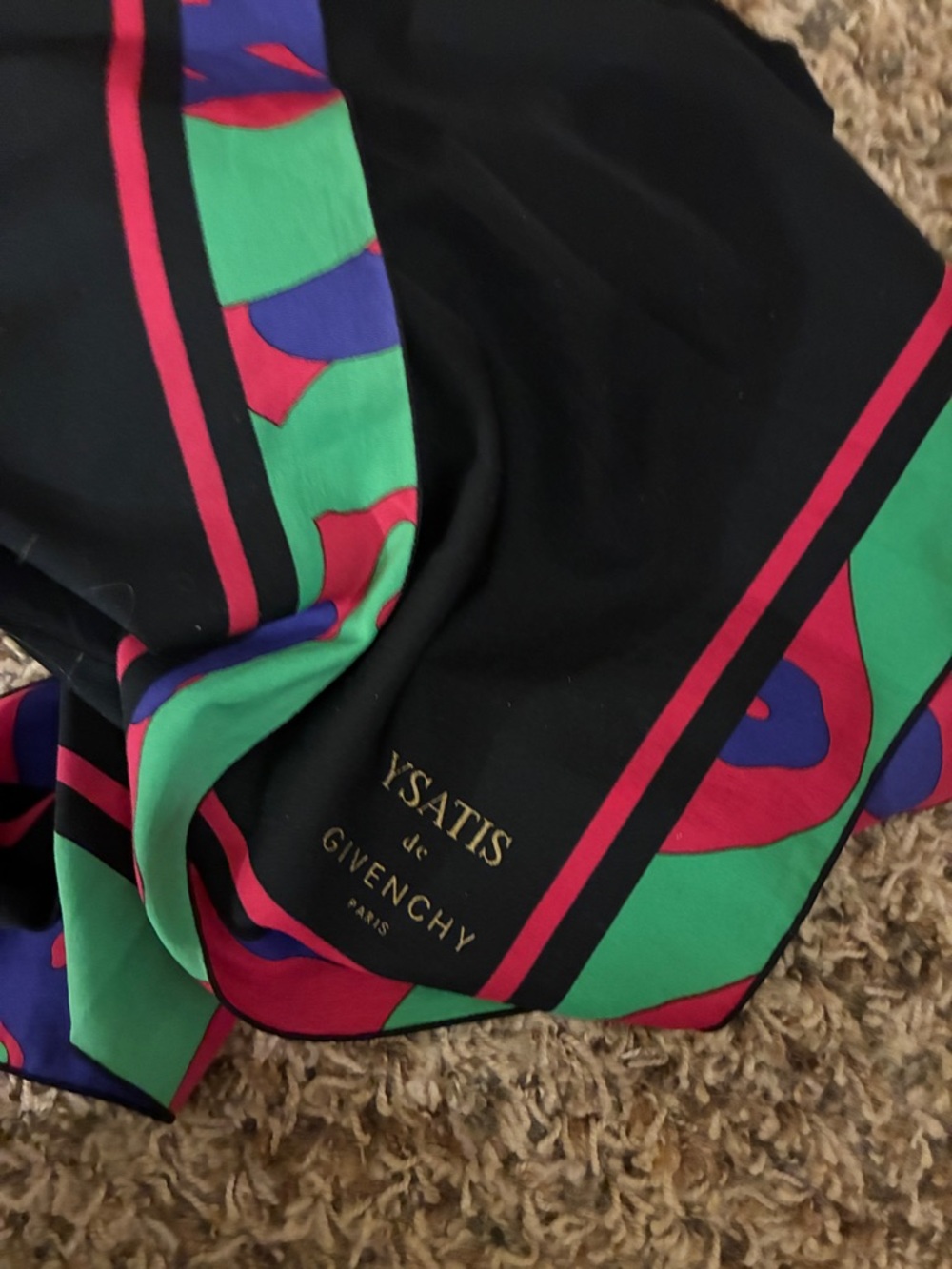 Vintage & Rare 1980s 'Ysatis de Givenchy' Paris Crepe Silk Scarf - Picture 10 of 11